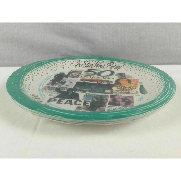 Vintage 1994 Happy Birthday  8 Coated Dessert Plates 8 Paper Art James River Co - Picture 2 of 3